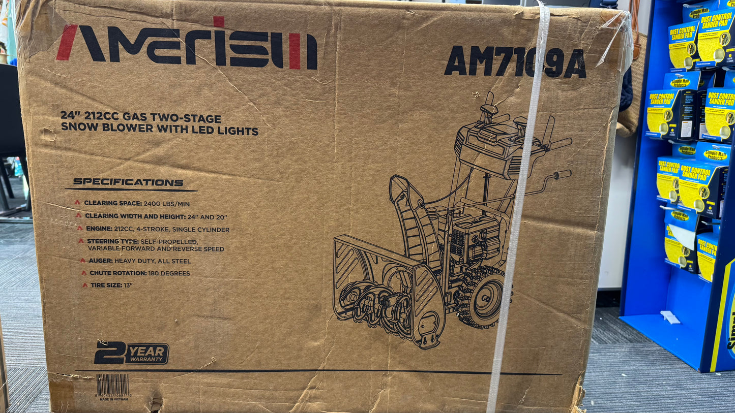 Powersmart Gas Snowblower 24” 2-Stage Self Propelled 212 Cc Engine