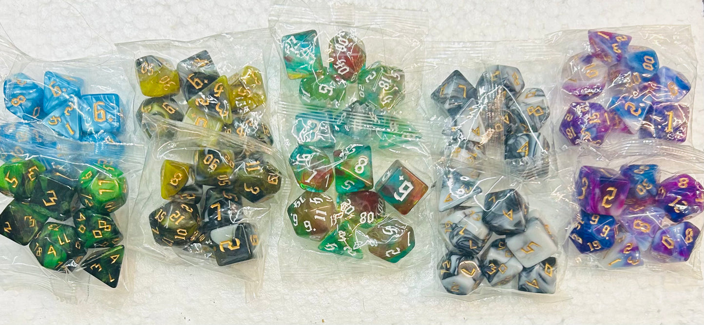 2 sets/ 7pcs: 1.6cm/0.62" Polyhedral Die D20 D12 D10(2) D8 D6 D4 Table Games for DND