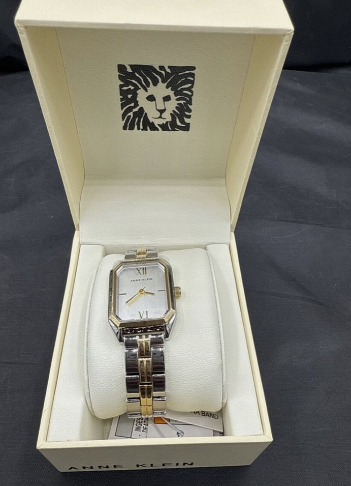 Anne Klein Octagonal Shaped Metal Bracelet Watch Silver & Gold Two Tone Watch