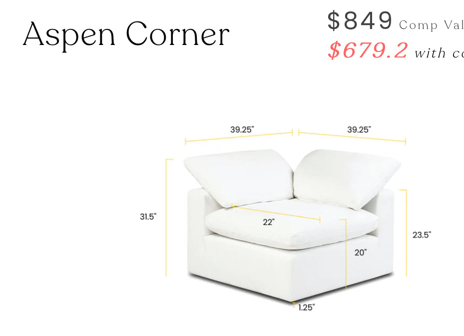 Original Modular Cloud Couch x2 Pieces
Aspen Corner-Aspen Armless Chair Brand New in Original Box’s
