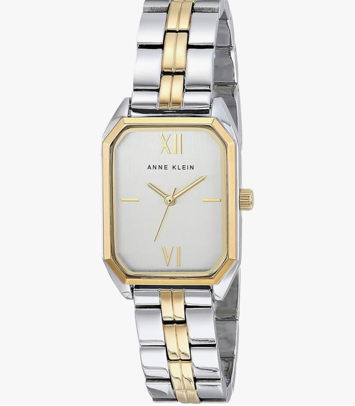 Anne Klein Octagonal Shaped Metal Bracelet Watch Silver & Gold Two Tone Watch