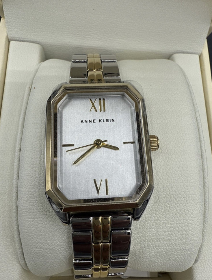 Anne Klein Octagonal Shaped Metal Bracelet Watch Silver & Gold Two Tone Watch