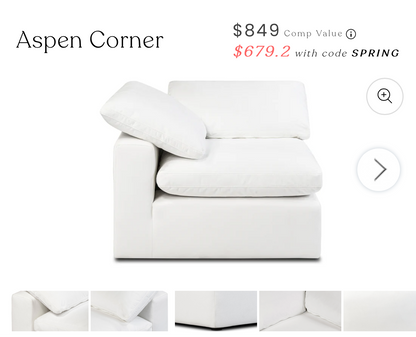 Original Modular Cloud Couch x2 Pieces 
Aspen Corner-Aspen Armless Chair Brand New in Original Box’s
