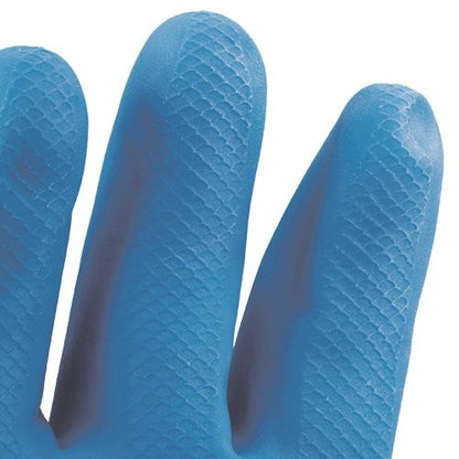 Ansell VersaTouch Latex Gloves-S/7-Blue Unlined Latex Premium Honeycomb Grip