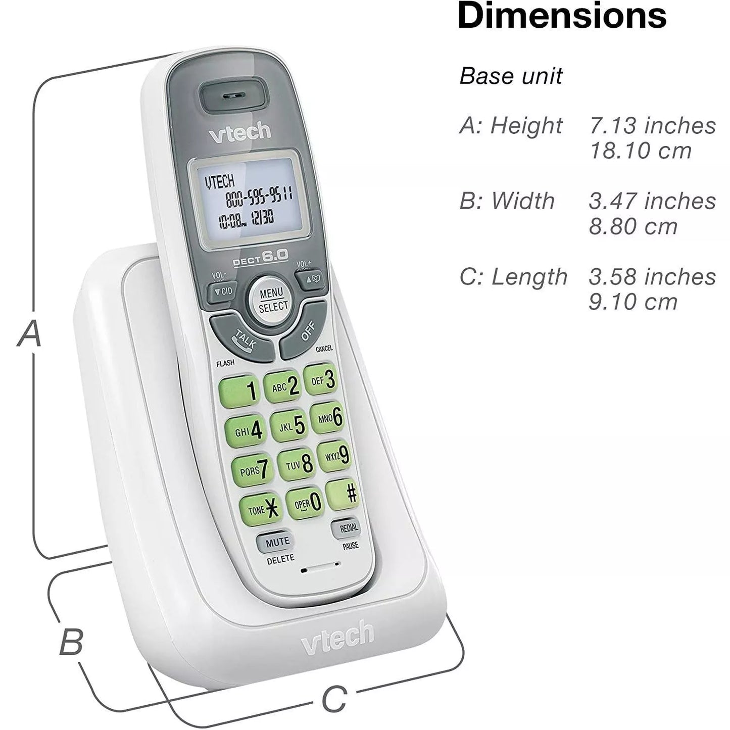 VTech - CS6114 DECT 6.0 Digital Cordless Phone With Caller ID/Call Waiting - White