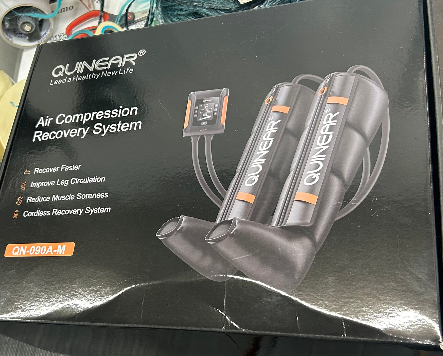 QUINEAR Professional Leg Recovery System, Cordless Air Compression Boots with Sequential Compression Device, Leg and Foot Massager for Fast Recovery Therapy, Improved Circulation for Athletes