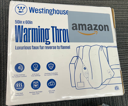 Westinghouse Heated Throw Blanket, Grey Leopard Electric Throw Blanket, Luxury Faux Fur to Flannel Reversible, 6 Heating Levels & 2-10 Hours Time Setting, Machine Washable(Throw, 50"x60")