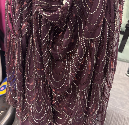J Kara Women's Size 3/4 Scallop Beaded Pop Over Gown Plus size 10