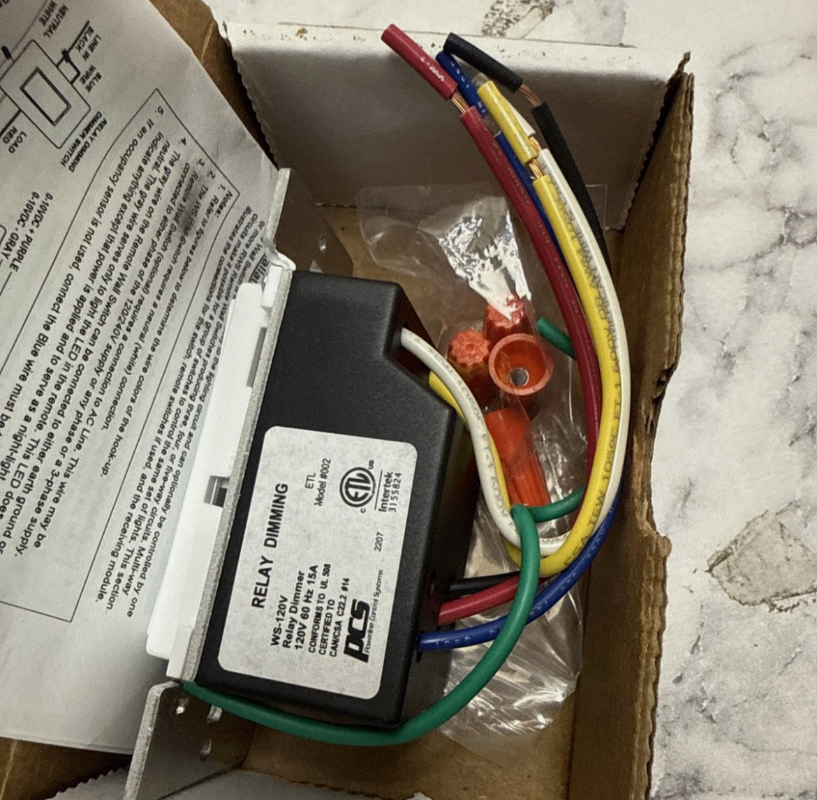 PCS WS-120V-W 0-10V Relay Dimmer Wall Switch, 120V, White