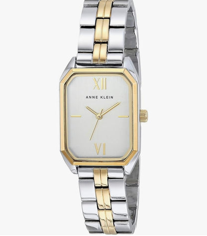 Anne Klein Octagonal Shaped Metal Bracelet Watch Silver & Gold Two Tone Watch