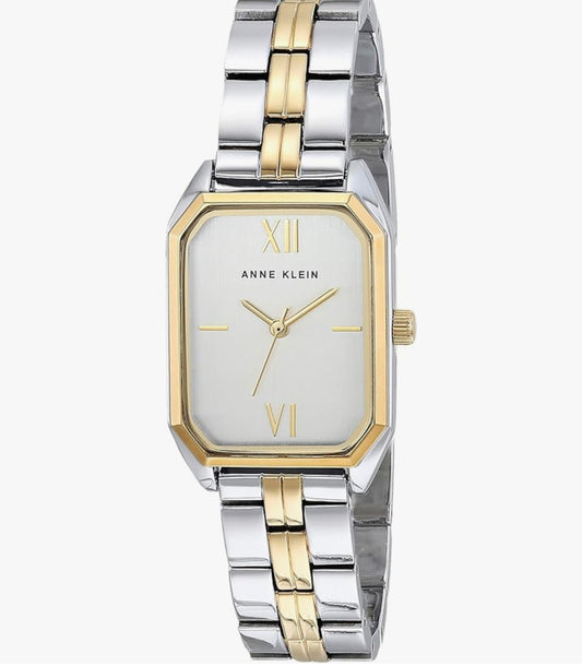 Anne Klein Octagonal Shaped Metal Bracelet Watch Silver & Gold Two Tone Watch