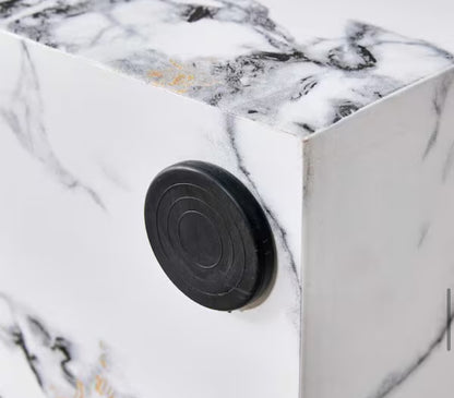Polibi Modern 39.37 in. White Rectangle Faux Marble Coffee Table