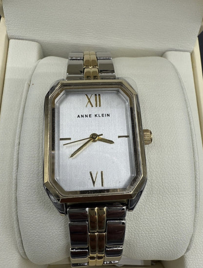 Anne Klein Octagonal Shaped Metal Bracelet Watch Silver & Gold Two Tone Watch