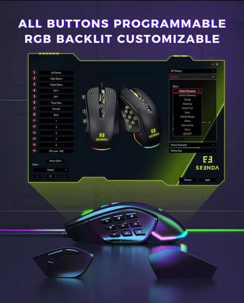 Seenda RGB Gaming Mouse Black