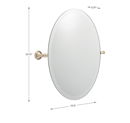 Safford 23" x 23" Round Tilt Bathroom Mirror, Satin Nickel